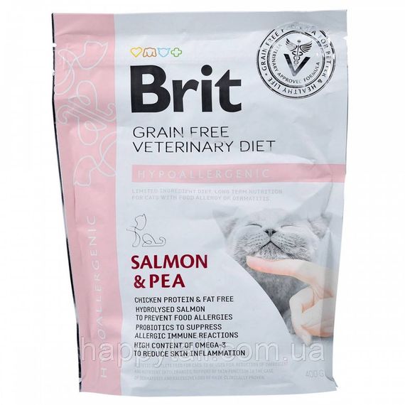 Корм сухой Brit Grain Free VetDiet Cat Hypoallergenic для котов с пищевой аллергией и непереносимостью с лососем и горохом | Зображення 2