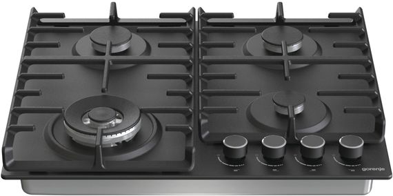 Варочная поверхность Gorenje GW642AB/газовая/газконтроль/чугунные решетки/конфорка WOK/черная (GW642AB)