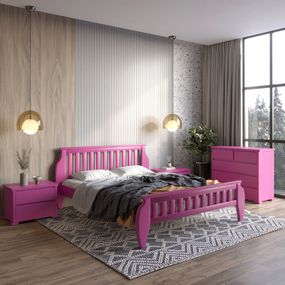 Двоспальне дерев&#039;яне ліжко Mebigrand Прага Рожевий (S2060R30B) 160х190 см (MBG-7109)