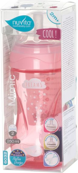 Детская Антиколиковая бутылочка Nuvita NV6032 Mimic Cool 250мл розовая (NV6032PINK) | Зображення 1