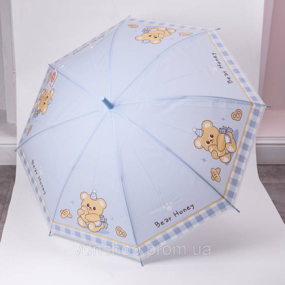 Классический детский зонт-трость полуавтомат из полиэстера прочный надежный 8 спиц диаметр 94 см  Голубой HP-23-11BL