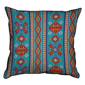 Подушка з мішковини Красно-голубой орнамент 45x45 см (45PHB_15NGETN004_WH)