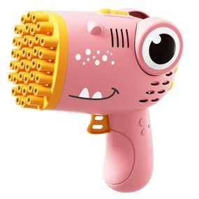 Пистолет для мыльных пузырей Dinosaur Bubble Gun с насадкой на 40 отверстий 50ml Pink