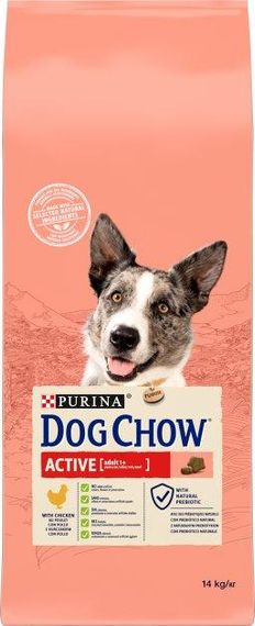 Сухой корм Dog Chow для взрослых, активных рабочих собак с курицей 14кг