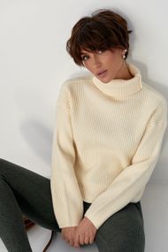 Базовий теплий гольф у рубчик - кремовий цвет, ONE SIZE (є розміри)