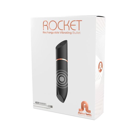 Віброкуля у вигляді помади Adrien Lastic Rocket Black | Зображення 3