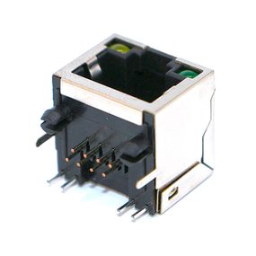 Гніздо RJ45 екранований з інтерфейсом 8P8C під пайку, з індикацією, роз'єм 16H, Silver
