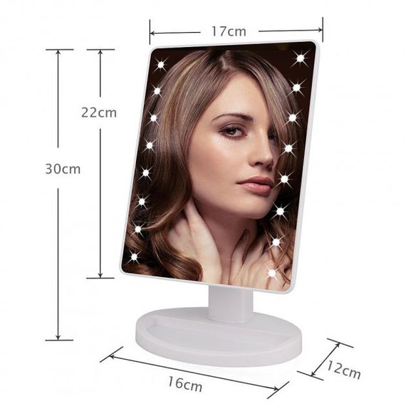 Гримерное зеркало с подсветкой 16 LED Mirror White, Зеркала для макияжа, Дзеркало настольное HQ-26 | Зображення 6