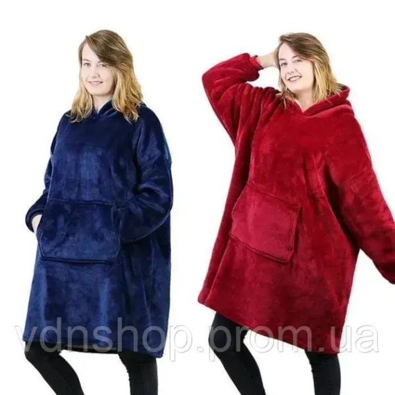 Толстовка-плед з капюшоном для чоловіка та жінки - / Плед жіноча толстовка, худи Синій | Зображення 1