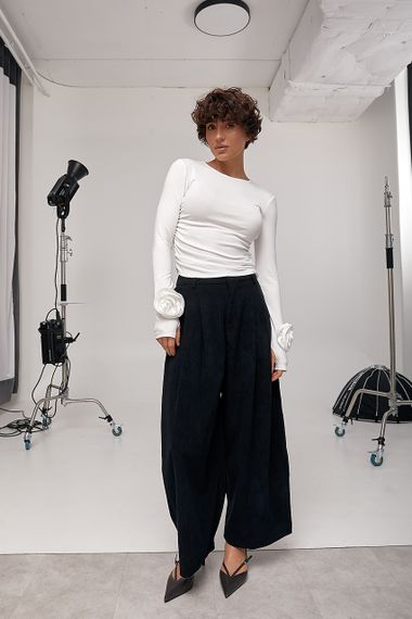 Еластичний лонг з трояндами - білий цвет, ONE SIZE (є розміри) | Зображення 2