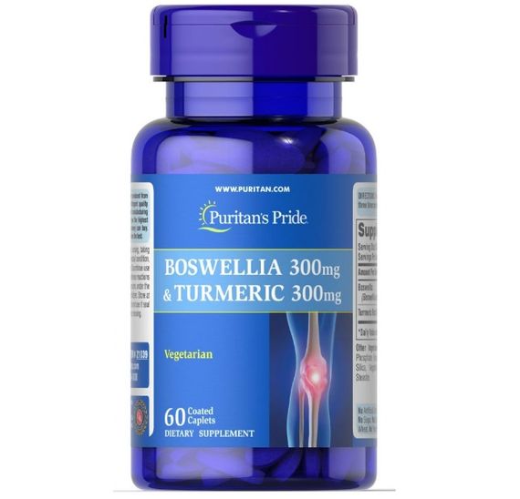 Екстракт босвеллії Puritan's Pride Boswellia 300 mg and Turmeric 300 mg 60 Tabs