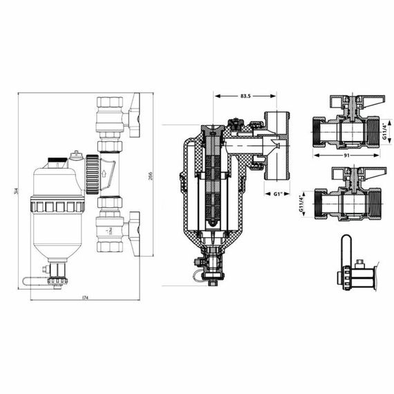 Фильтр-дешламатор Thermo Alliance Forte 1 1/4", поворотный (магнитный шламоуловитель) TAF400G32 | Зображення 1