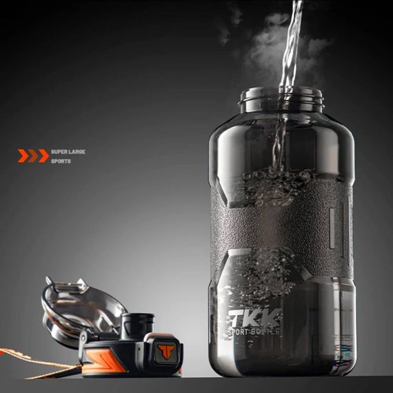 Спортивна пляшка TKK 1500 мл (1.5 л) — Чорний Tritan BPA-free, ударостійка еко-пляшка з антиковзким покриттям та кнопкою | Зображення 3