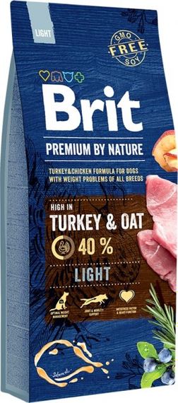 Корм Brit Premium Dog Light сухий з індичкою для собак із зайвою масою тіла 15 кг