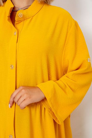 Сукня-сорочка тканина жатка, колір темно-жовтий, 102R5249 | Зображення 3