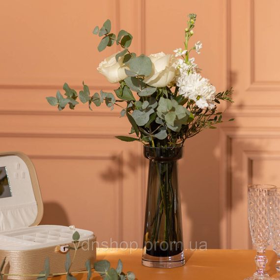 Ваза циліндр для квітів 25.5 см Т-подібна скляна ваза 800 мл Чорна HP-10-35 | Зображення 2