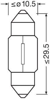 Комплект вказівних ламп розжарювання OSRAM 6438-2BL C10W 31mm 12V SV8.5-8 Blister (2 шт) | Зображення 2