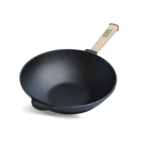 Сковорода Brizoll чавунна WOK з дерев&apos;яною ручкою 2,8 л 260х80 мм (W26H)