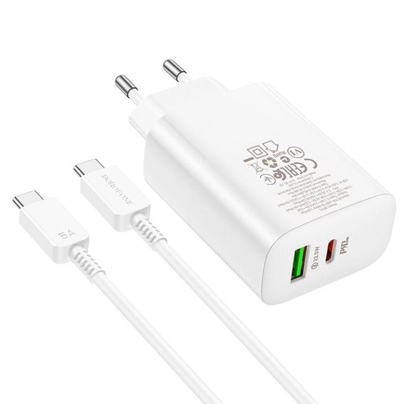 Мережевий Зарядний Пристрій Borofone BN10 Sunlight PD65W Type-C to Type-C Колір Бiлий | Зображення 3