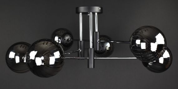 Люстра стельова на 6 лампочок 27761 Чорний 28х72х72 см. | Зображення 4