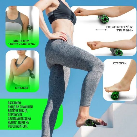 Масажний ролик (роллер) гладкий PowerPlay PP-4346 Mini EPP Foam Roller Чорно/Зелений (15,3x5,3 см) (PP_4346_Green_(15*5)) | Зображення 1
