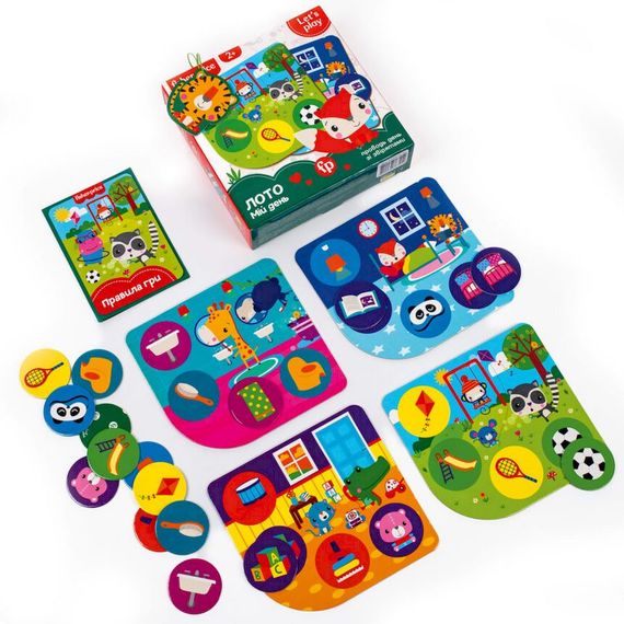 Игра настольная "Fisher Price. Лото. Мой день" VT2910-02, 4 игральных поля | Зображення 1