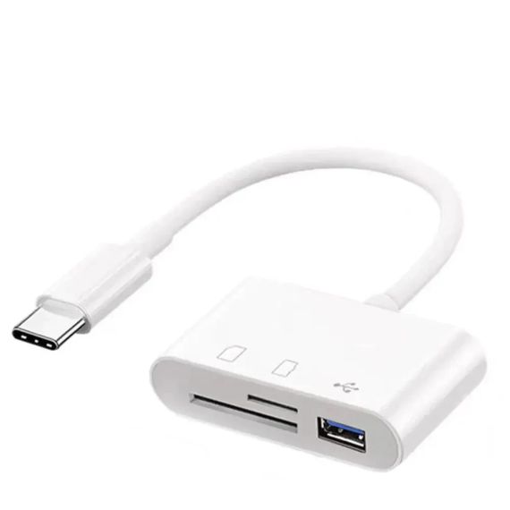 Адаптер Type C кардридер USB TF SD (білий)