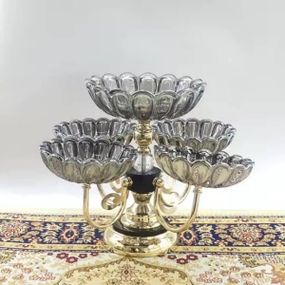 Піднос для фруктів та солодощів (5 тарілок) 1300-5 Fruit tray Темне скло