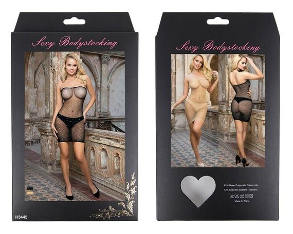 Сукня-сітка з відкритими плечима зі стразами Star Night бежева, XS/M sexstyle | Зображення 4