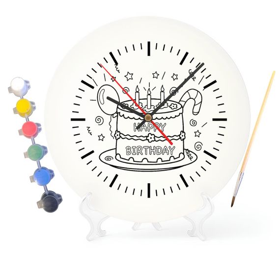Дитячий набір для творчості годинник розмальовка День народження 30 см (Г0162)
