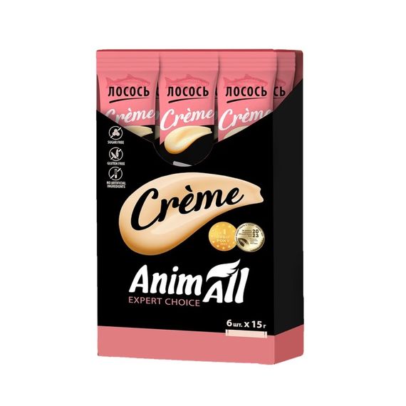 Рідкі ласощі для котів з лососем AnimAll Сreme Salmon, 6 шт х 15 гр
