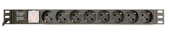 Модуль розподілу живлення EG-PDU-014, 1U, 16A, 8шт євророзеток, 3м кабель