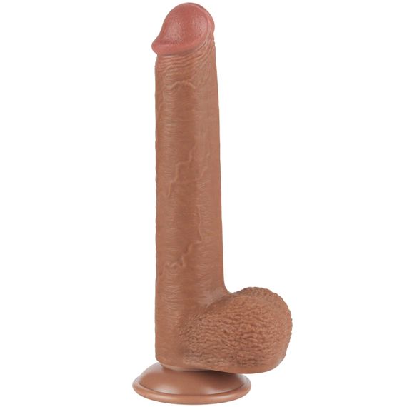 Реалистичный фаллоимитатор 9 Sliding Skin Dual Layer Dong Brown Sex Aura | Зображення 6