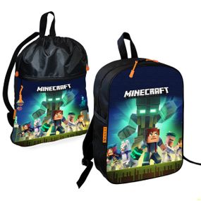 Школьный рюкзак детский Minecraft + Сумка для обуви спортивной формы рюкзак-мешок  для мальчика (01721)