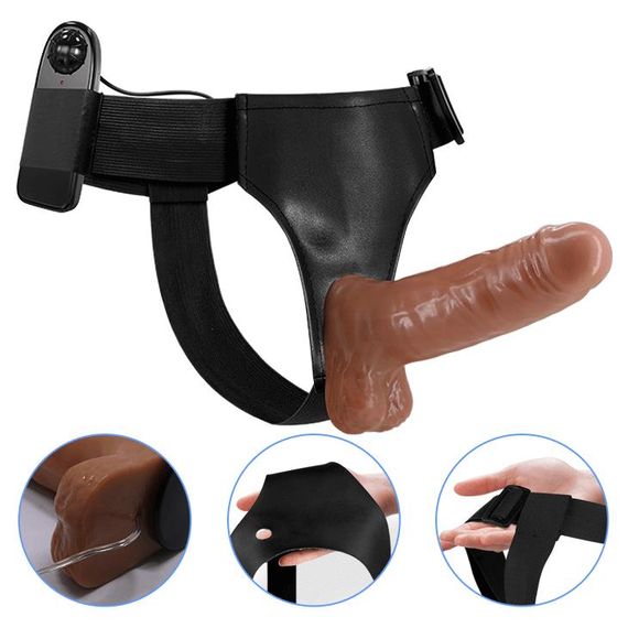 Страпон з вібрацією Ultra Passionate Harness Realdeal Penis Strap On, коричневий | Зображення 6