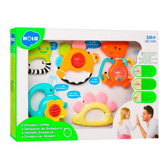 Набір брязкалець Hola Toys Динозаври, 5 шт. в коробці (1109) | Зображення 3