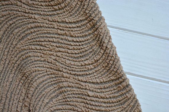 Жаккардовые чехлы на стулья Volna без юбки Песочные | Зображення 1