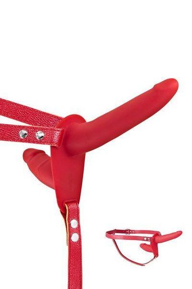 Подвійний страпон Fetish Tentation Strap-On with Double Dildo Red Sex Aura | Зображення 1