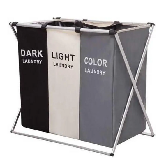 Кошик для білизни з 3 відсіками, Органайзер для сортування речей Laundry Basket   знижка | Зображення 1