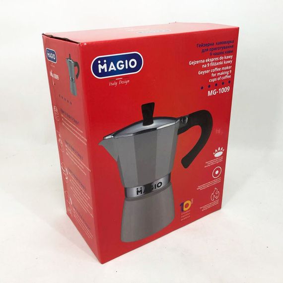 Гейзерная кофеварка для плиты Magio MG-1009 | Гейзерная турка для кофе | Кофеварка IU-256 для дома | Зображення 3