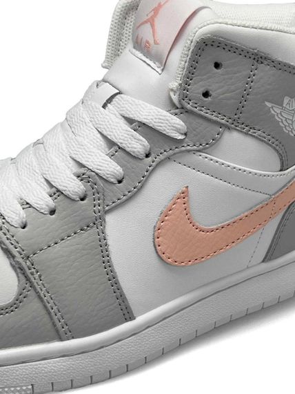 Зимові жіночі кросівки  Air Jordan 1 Retro High Grey White Pink Fur , В'єтнам 37 23.5 см | Зображення 3