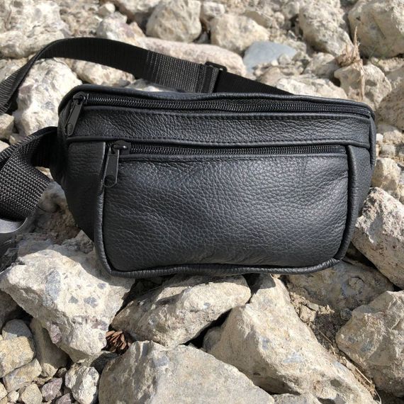 Містка бананка, Топова чоловіча бананка, Зручна чорна чоловіча барсетка бананка м'яка AS-14 | Зображення 8