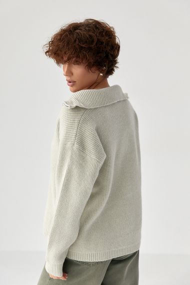 В'язана жіноча кофта з блискавками - м'ятний цвет, ONE SIZE (є розміри) | Зображення 1