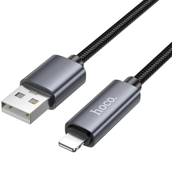 Дата кабель Hoco X112 Favor with display USB to Lightning 2.4A (1m) Black | Зображення 1