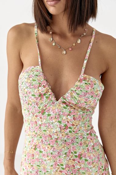 Квітковий сарафан на бретелях - рожевий цвет, M (є розміри) | Зображення 3