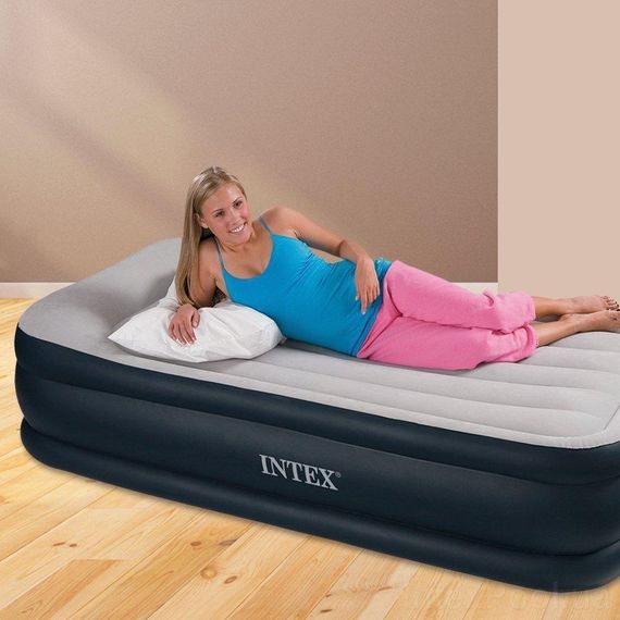 Односпальная велюр кровать Intex (64132) 191х99х42 см , с встроенным эл насосом 220В | Зображення 4