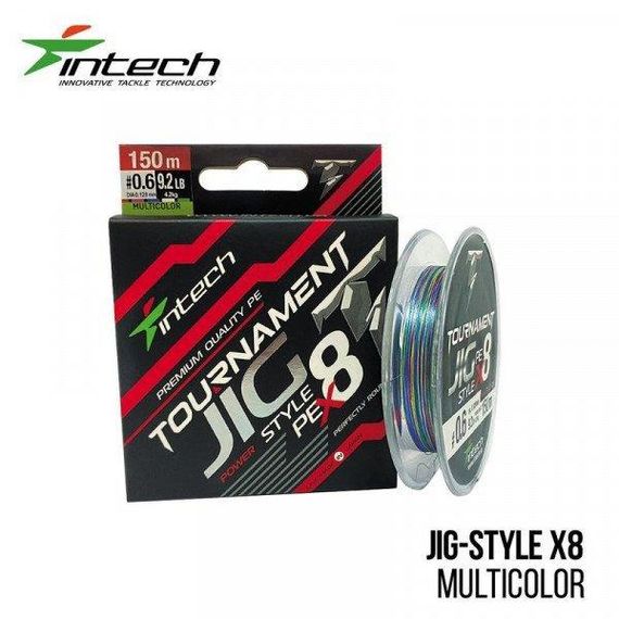 Шнур плетенный рыболовный Intech Интеч Tournament Jig Style PE X8 Multicolor 150m 1.0 14.7lb / 6.7kg