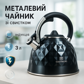 Хороший чайник со свистком Edenberg EB-8833 3л, Чайник с эргономичной ручкой газовый нержавейка TP-21