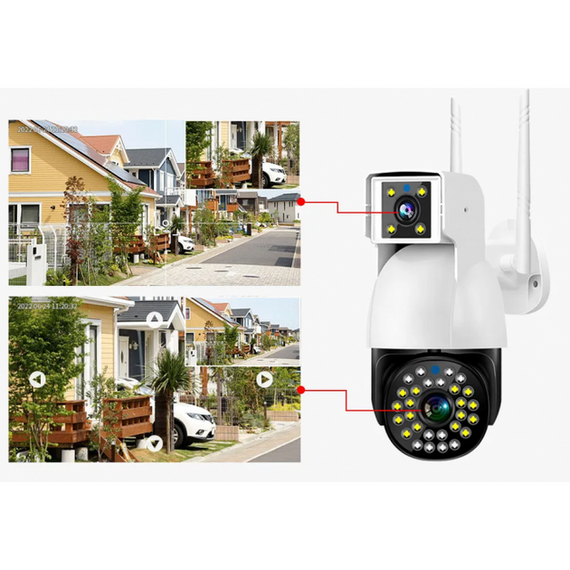 Бездротова Камера DUAL CAMERA P12 WIFI IP 360/90 V380PRO 3+3.0mp Поворотна вулиця з датчиком руху | Зображення 1
