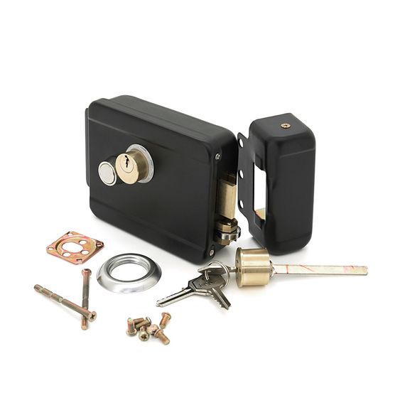 Електромеханічний замок YOSO Y-42, 12V, металевий, забарвлений чорний, 125х98х36мм | Зображення 1